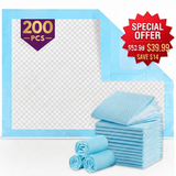 200 Pack-Disposable Changing Pads for Baby  –13 x 18 Inch |Leak-Proof 6-Layer|